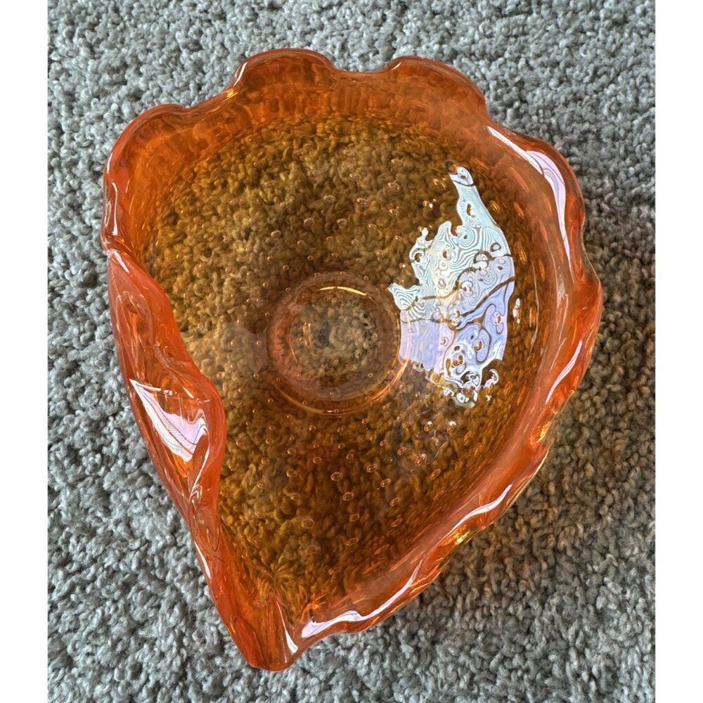 Vintage Murano Art Glass Amberina Bowl Ashtray Bullicante Controlled Bubbles MCM